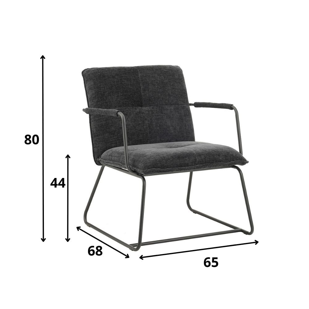 Hailey Ecoleather armchair Dimehouse Anthracite LxWxH 66x64x37 Eco-leather White photo size indication