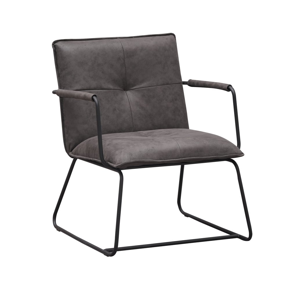 Hailey Ecoleather armchair Dimehouse Anthracite LxWxH 66x64x37 Eco-leather White photo diagonal front view