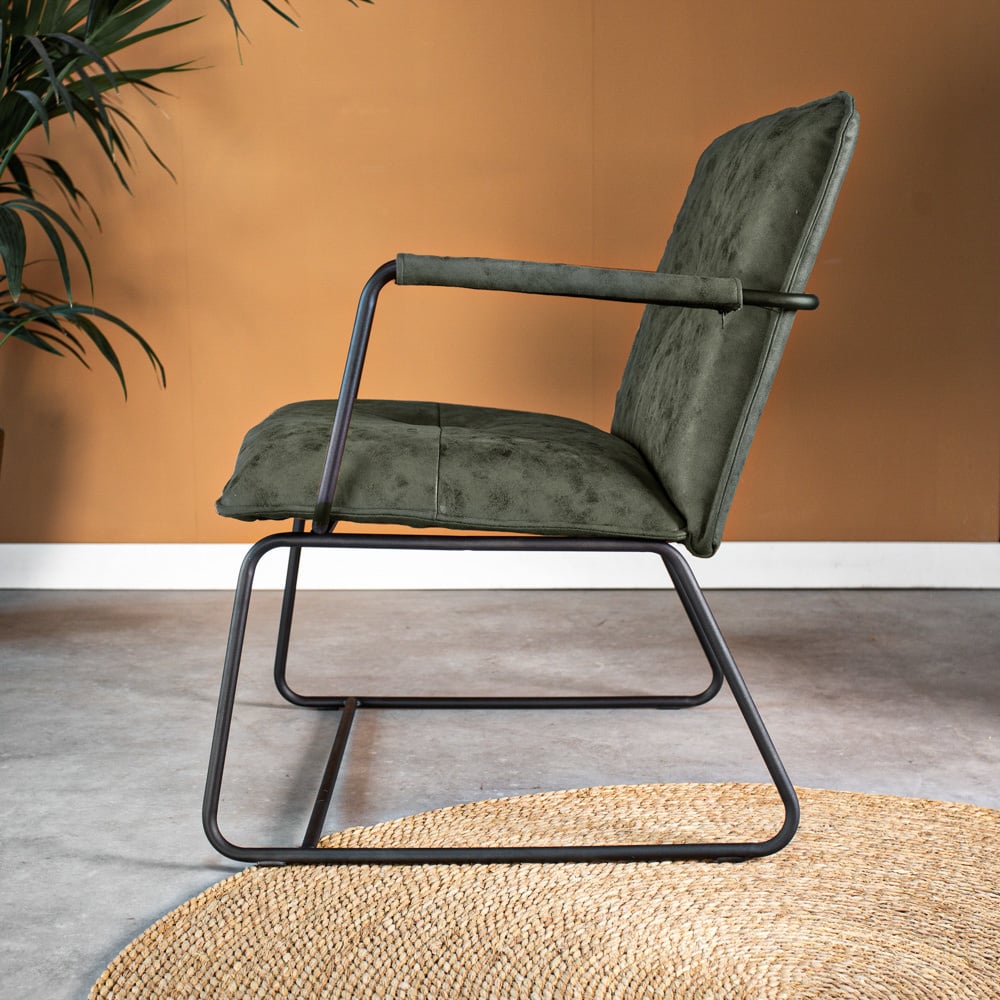 Hailey Ecoleather armchair Dimehouse Green LxWxH 66x64x37 Eco-leather Atmospheric photo side view