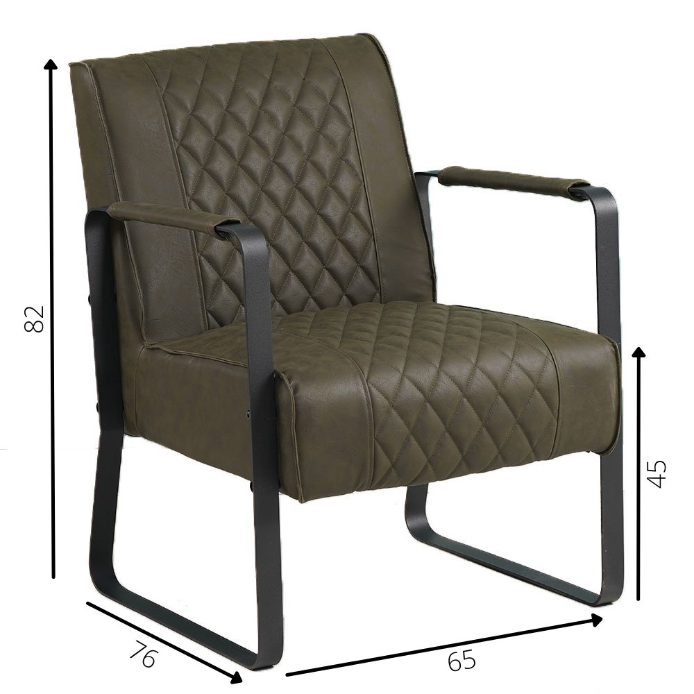Armchair Peter Dimehouse Green LxWxH 68x62x45 Faux leather White photo size indication