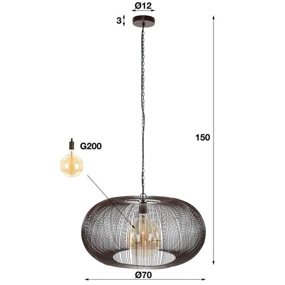 Hanging lamp Jill DH Interior Black LxWxH 75x75x40 Nickel White photo size indication