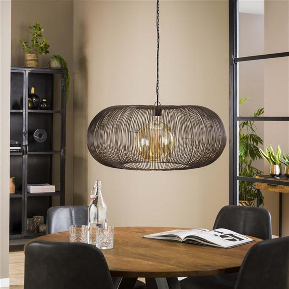 Hanging lamp Jill DH Interior Black LxWxH 75x75x40 Nickel Atmospheric photo diagonal front view