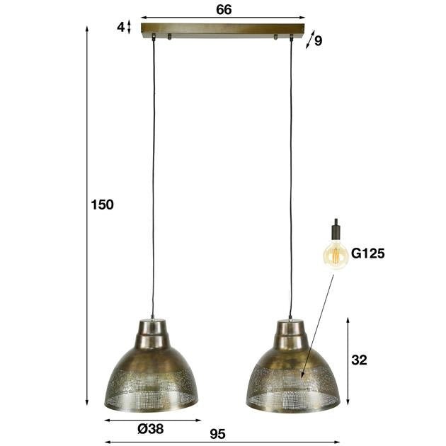 Hanging lamp Luisa DH Interior Bronze LxWxH 79x42x37 Bronze White photo size indication