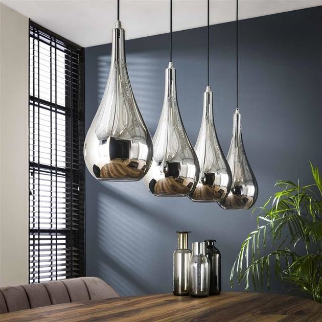 Hanging lamp Mex DH Interior Chromed LxWxH 124x61x32 Glass Atmospheric photo diagonal front view