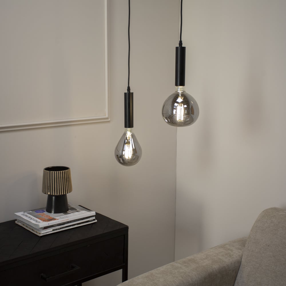 Miles Smokey hanging lamp Dimehouse Anthracite LxWxH 29x22x22 Glass Atmospheric photo in situation