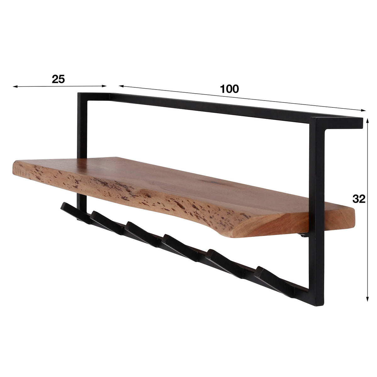 Coat rack Dewi DH Interior Acacia LxWxH 104x36x17 Acacia wood White photo size indication