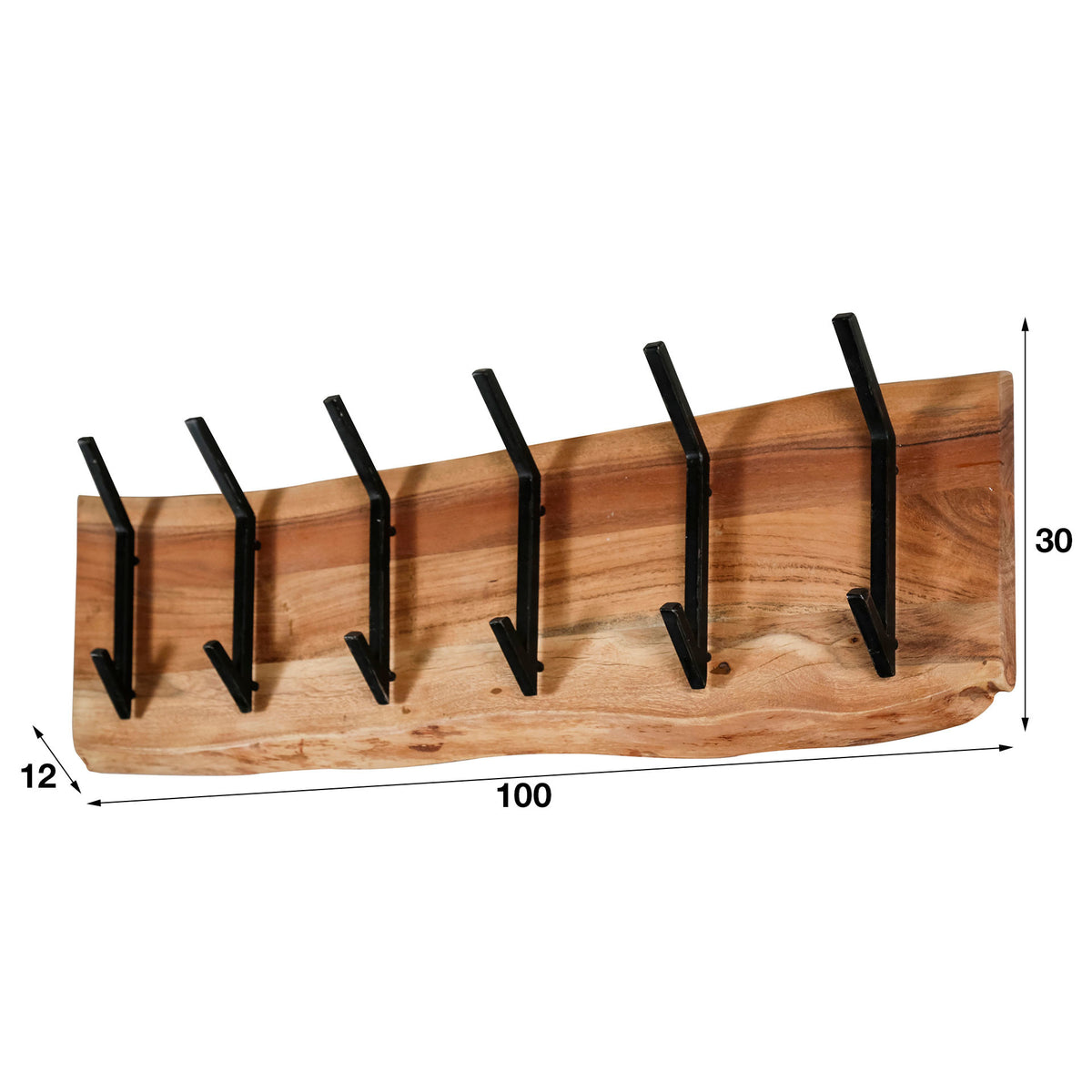 Coat rack Levi DH Interior Acacia LxWxH 105x38x15 Acacia wood White photo size indication