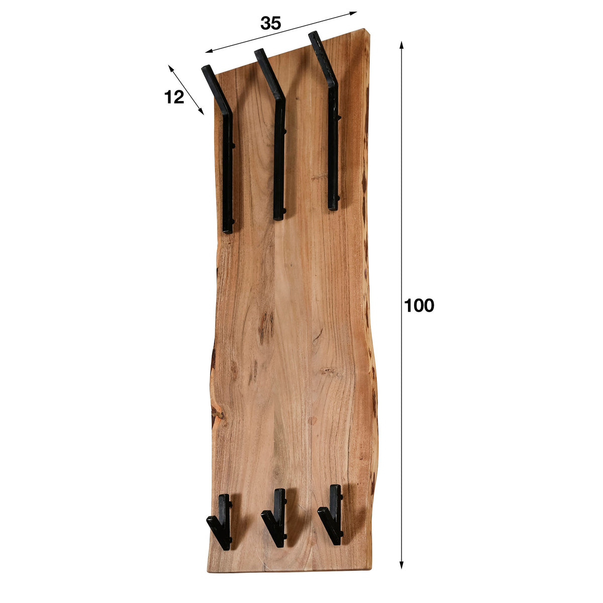 Coat rack Levi DH Interior Acacia LxWxH 110x36x27 Acacia wood White photo size indication