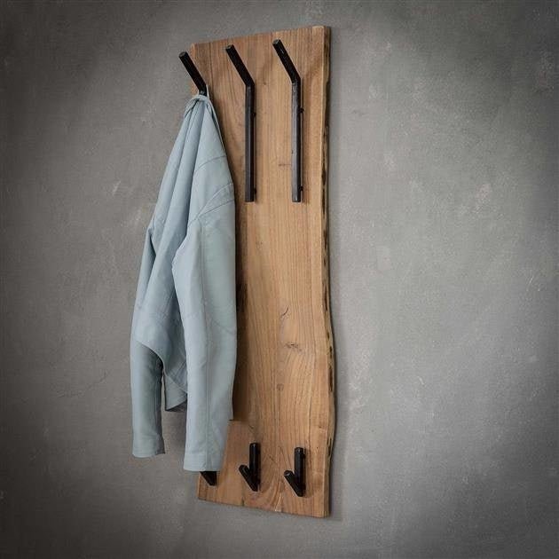 Coat rack Levi DH Interior Acacia LxWxH 110x36x27 Acacia wood Atmospheric photo diagonal front view