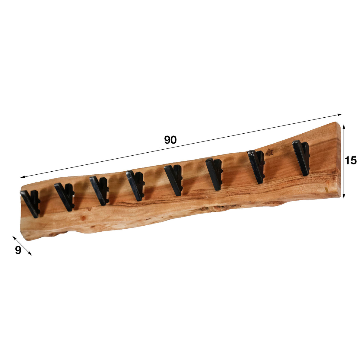 Coat rack Levi DH Interior Acacia LxWxH 92x21x15 Acacia wood White photo size indication