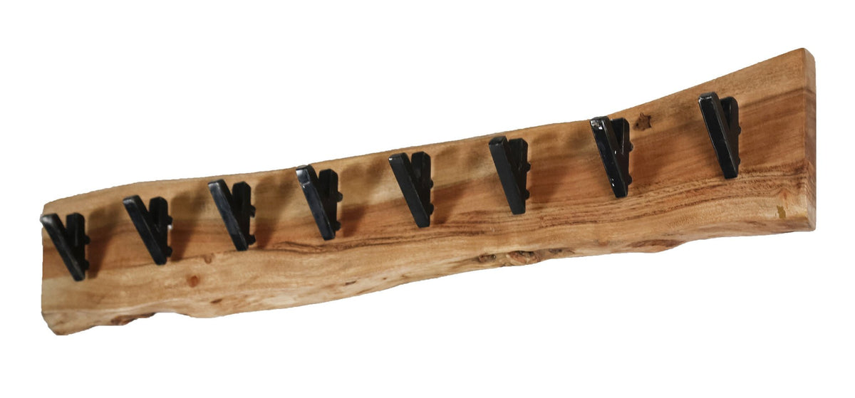 Coat rack Levi DH Interior Acacia LxWxH 92x21x15 Acacia wood White photo diagonal front view