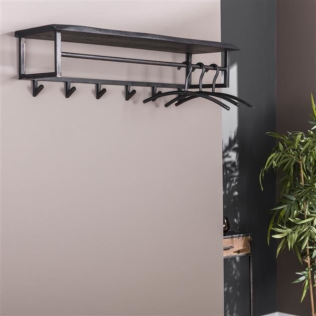 Coat rack Yme DH Interior Acacia LxWxH 103x37x30 Acacia wood Atmospheric photo diagonal front view