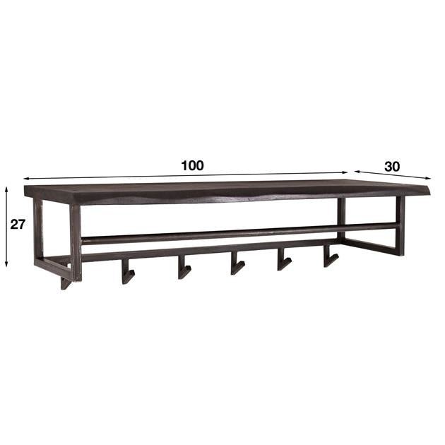 Coat rack Yme DH Interior Acacia LxWxH 103x37x30 Acacia wood White photo size indication