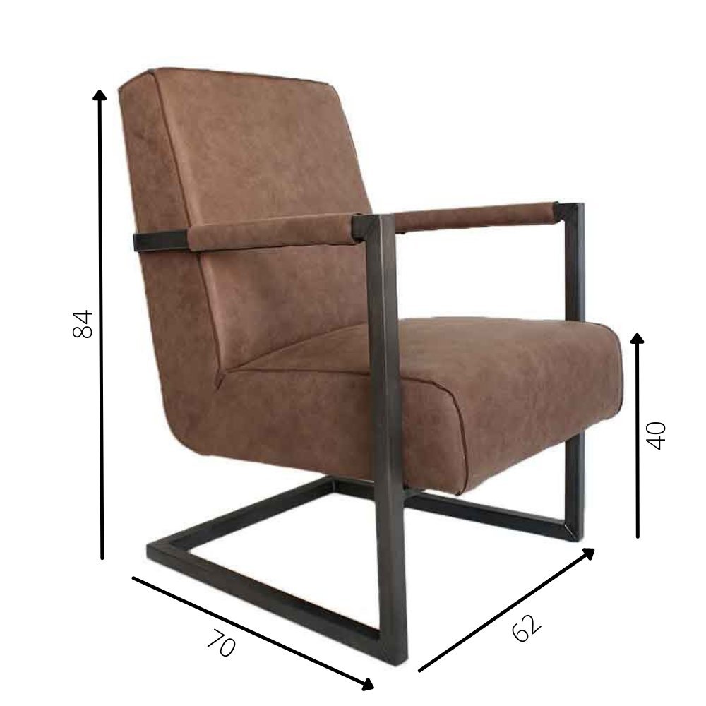 Armchair Tiger Dimehouse Taupe LxWxH 69x58x49 Eco-leather White photo size indication