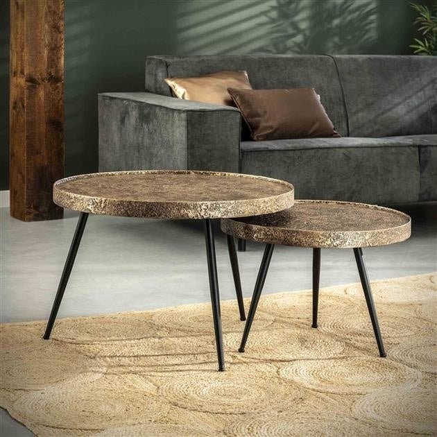 Coffee table Aron DH Interior Bronze LxWxH 80x80x13 Bronze Atmospheric photo diagonal front view