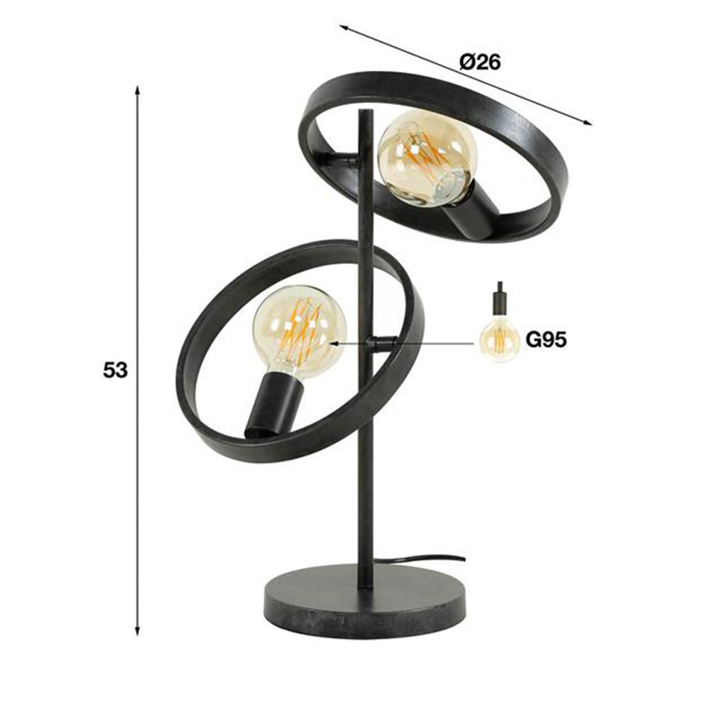 Table lamp Otan DH Interior Charcoal LxWxH 55x44x28 Metal White photo size indication
