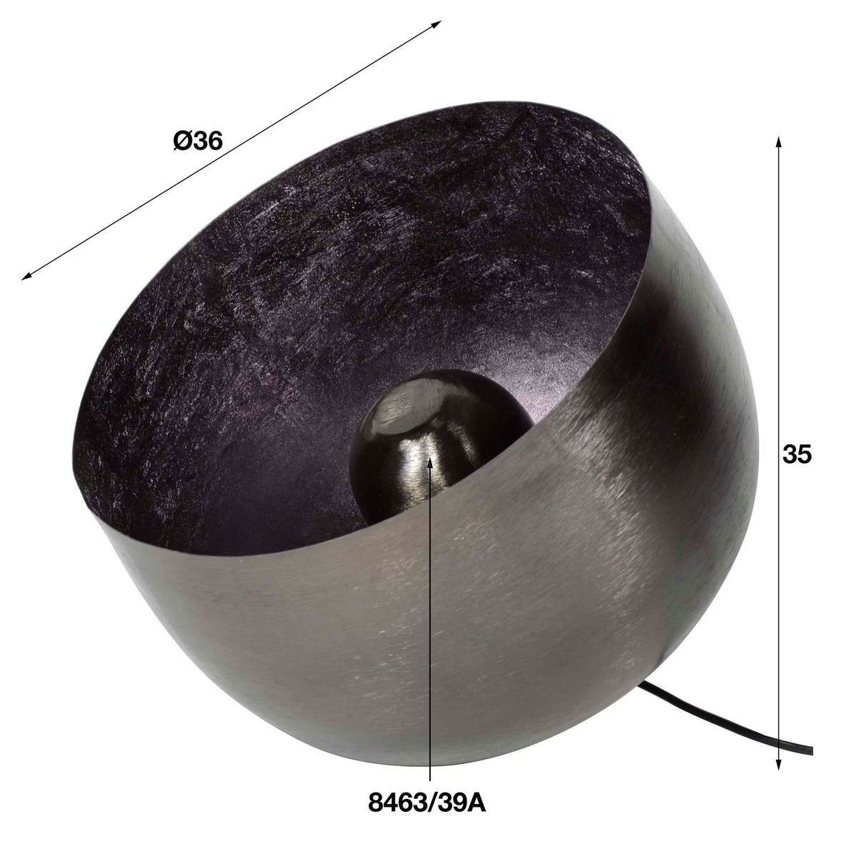 Table lamp Basel DH Interior Black LxWxH 39x39x35 Nickel White photo size indication