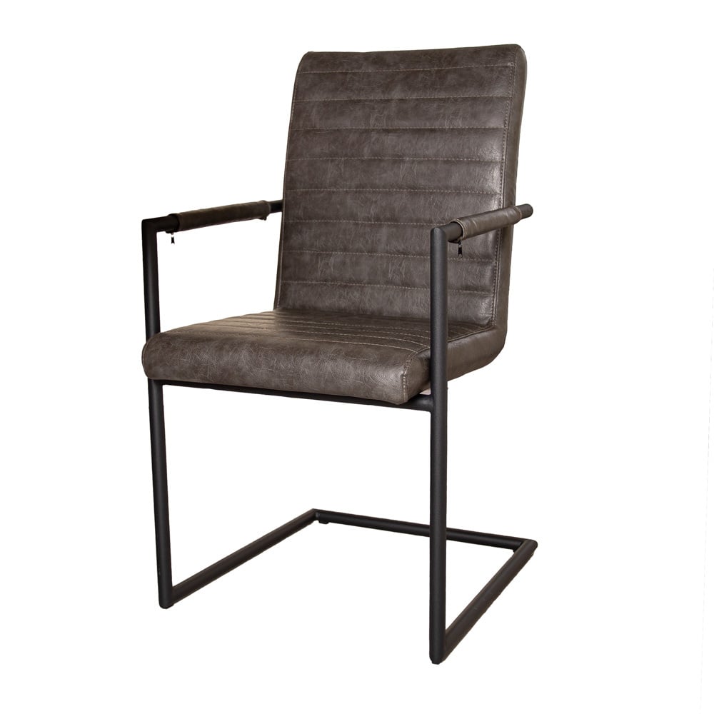 Dining room chair Bras Dimehouse Anthracite LxWxH 73x59x58 Faux leather White photo diagonal front view