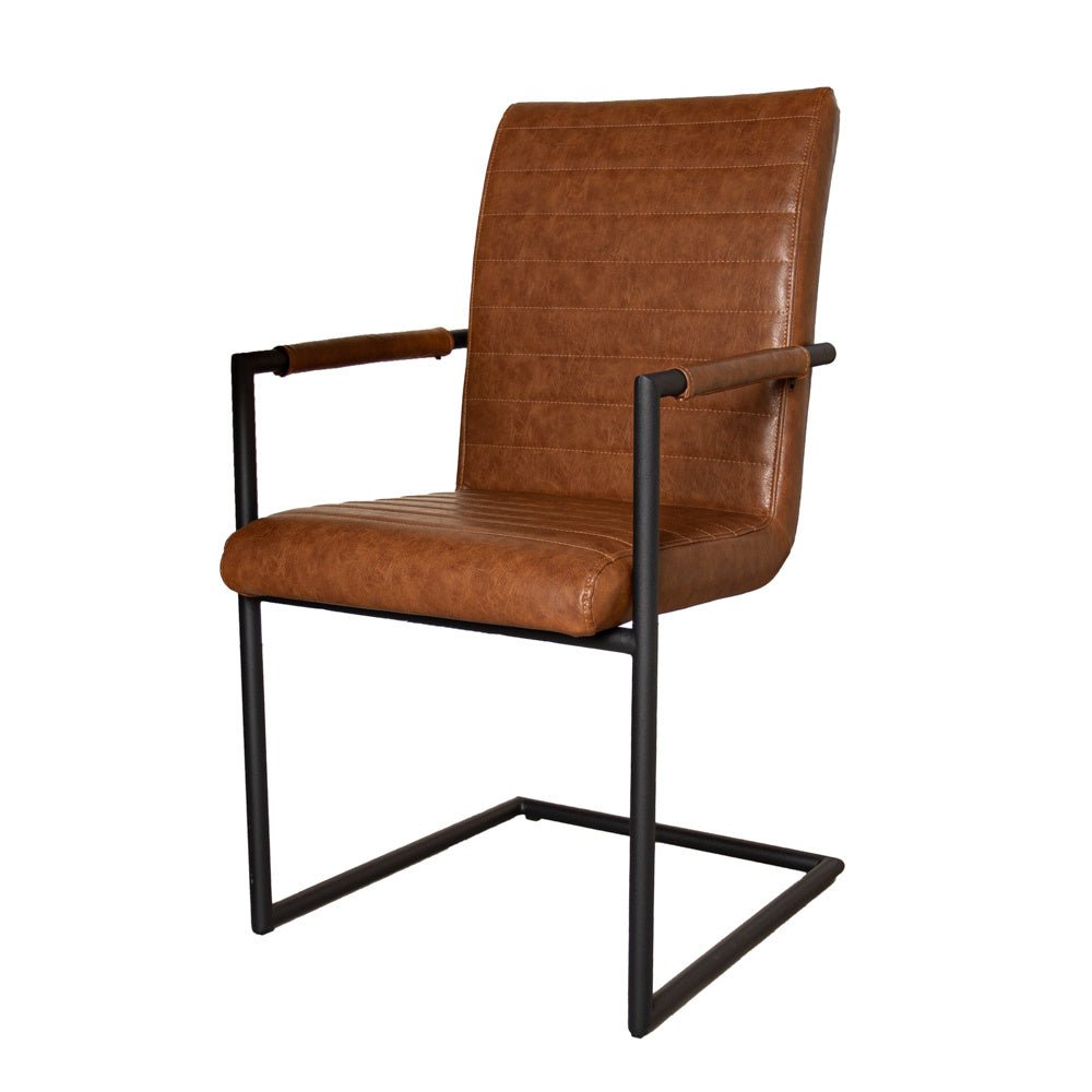 Dining room chair Bras Dimehouse Cognac LxWxH 73x59x58 Faux leather White photo diagonal front view