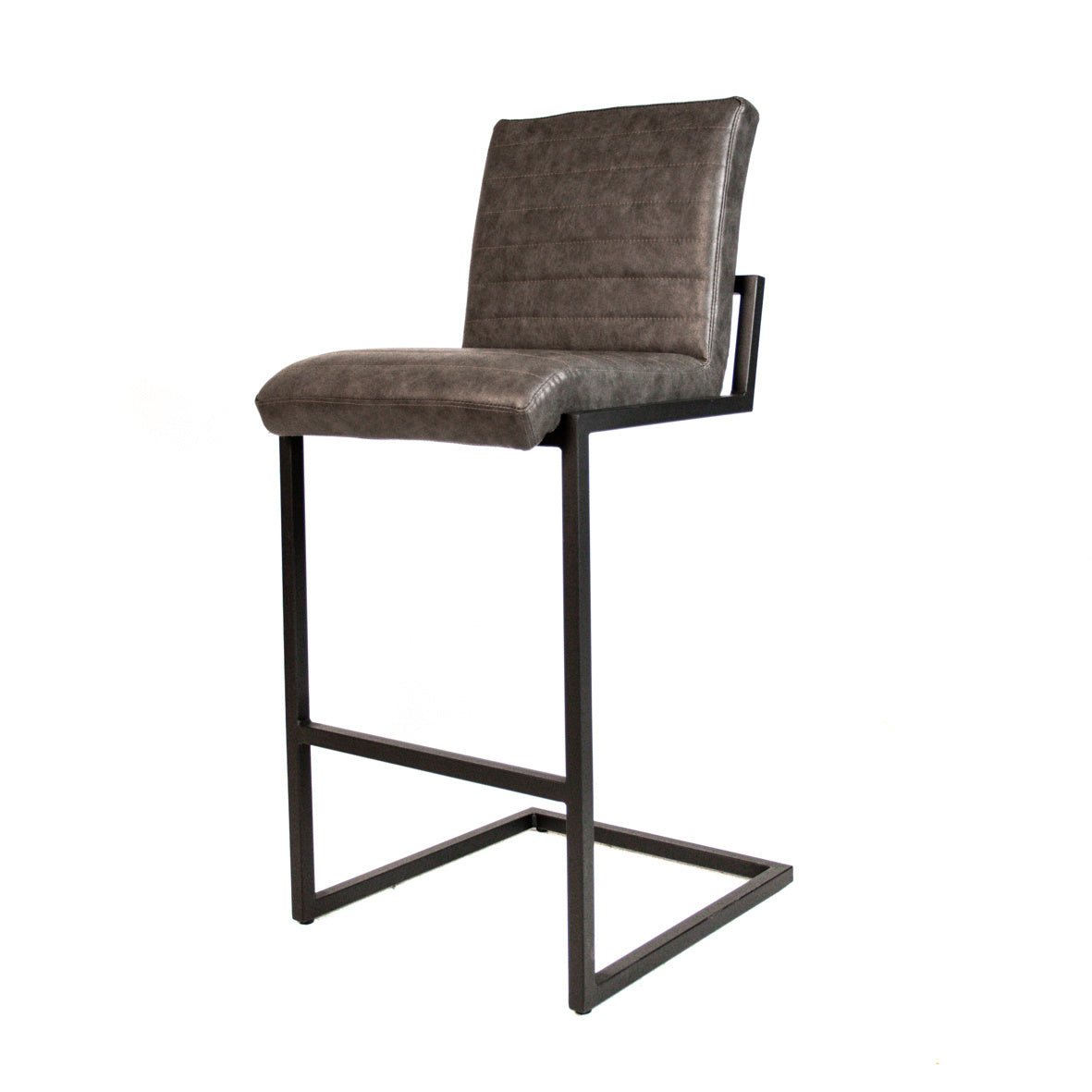 Barstool Kuba Dimehouse Anthracite LxWxH 93x58x53 Faux leather White photo diagonal front view