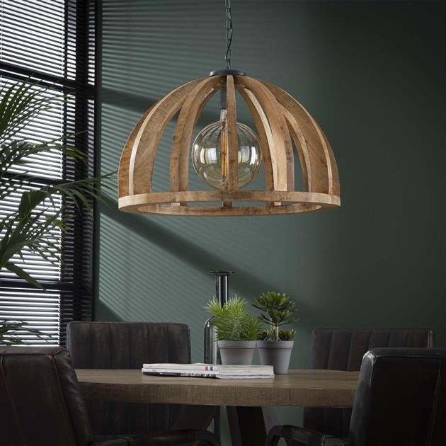 Hanging lamp Madri DH Interior Mango LxWxH 69x69x50 Mango wood Atmospheric photo front view
