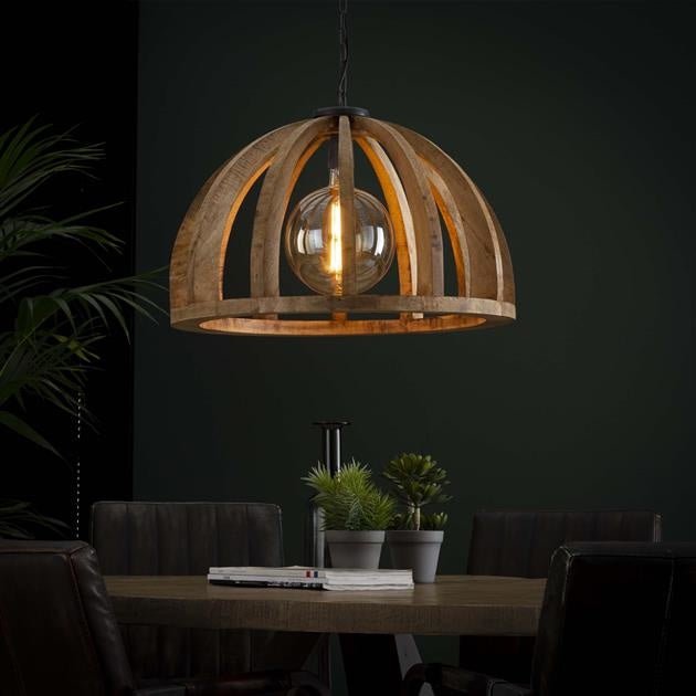 Hanging lamp Madri DH Interior Mango LxWxH 69x69x50 Mango wood Atmospheric photo front view