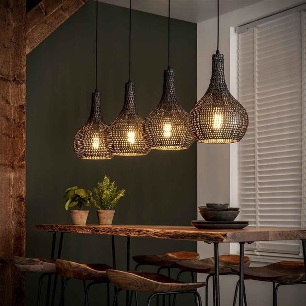Hanging lamp Armoor DH Interior Brown LxWxH 122x46x28 Black brown Atmospheric photo diagonal front view