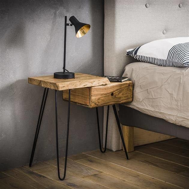 Bedside table Aberdeen DH Interior Acacia LxWxH 63x42x25 Acacia wood Ambient photo diagonal front view