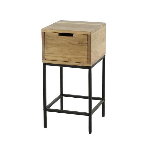 Bedside table Lou DH Interior Acacia LxWxH 62x32x32 Acacia wood White photo diagonal front view