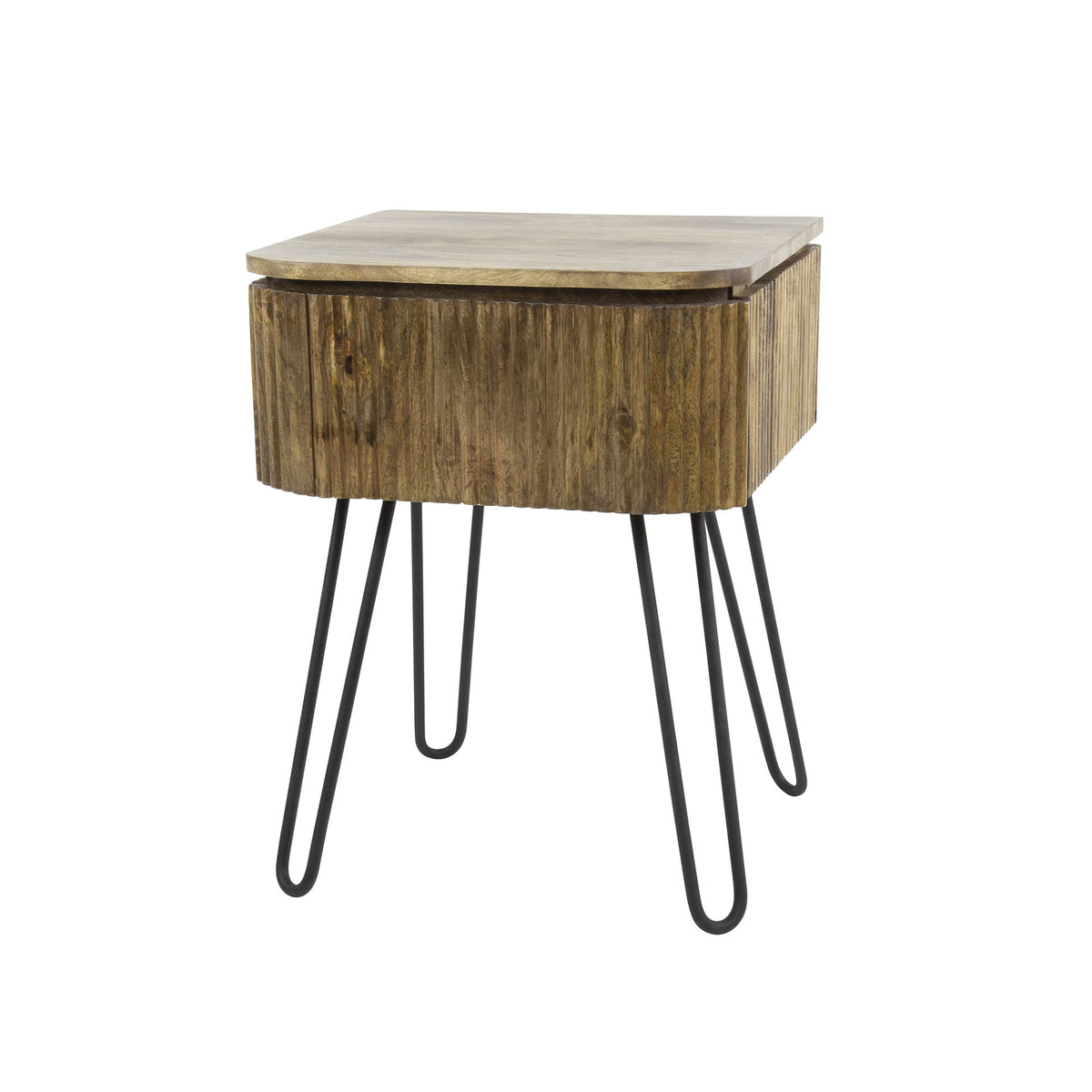 Bedside table Maria DH Interior Mango LxWxH 51x46x28 Mango wood White photo diagonal front view