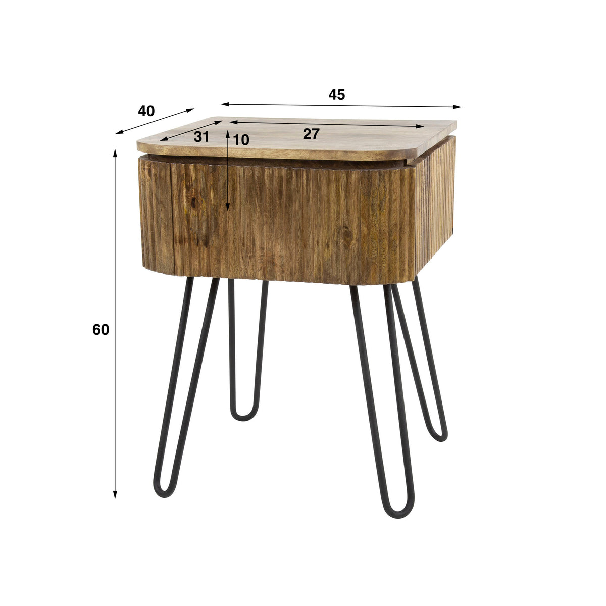 Bedside table Maria DH Interior Mango LxWxH 51x46x28 Mango wood White photo size indication