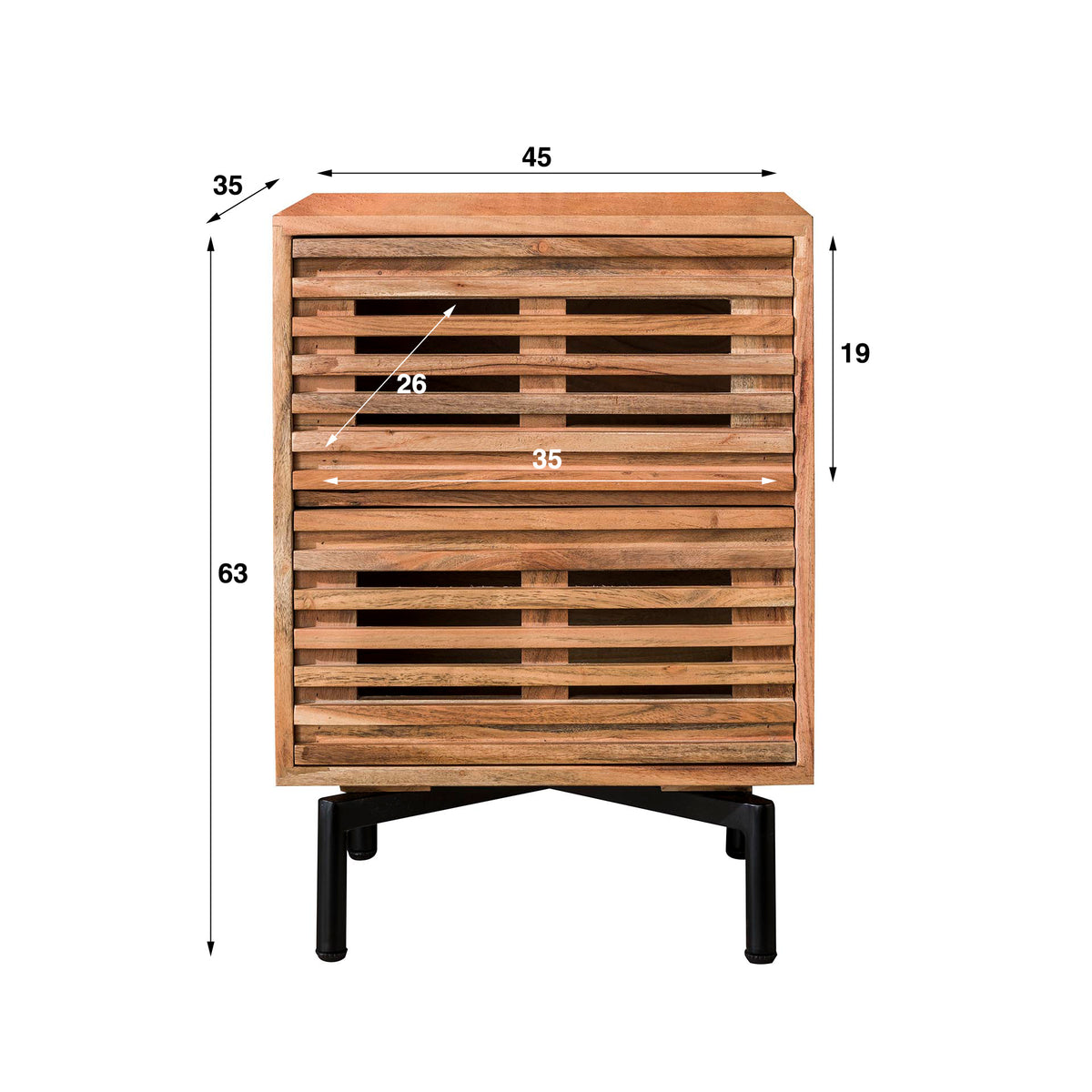 Bedside table Monja DH Interior Acacia LxWxH 70x53x43 Acacia wood White photo size indication