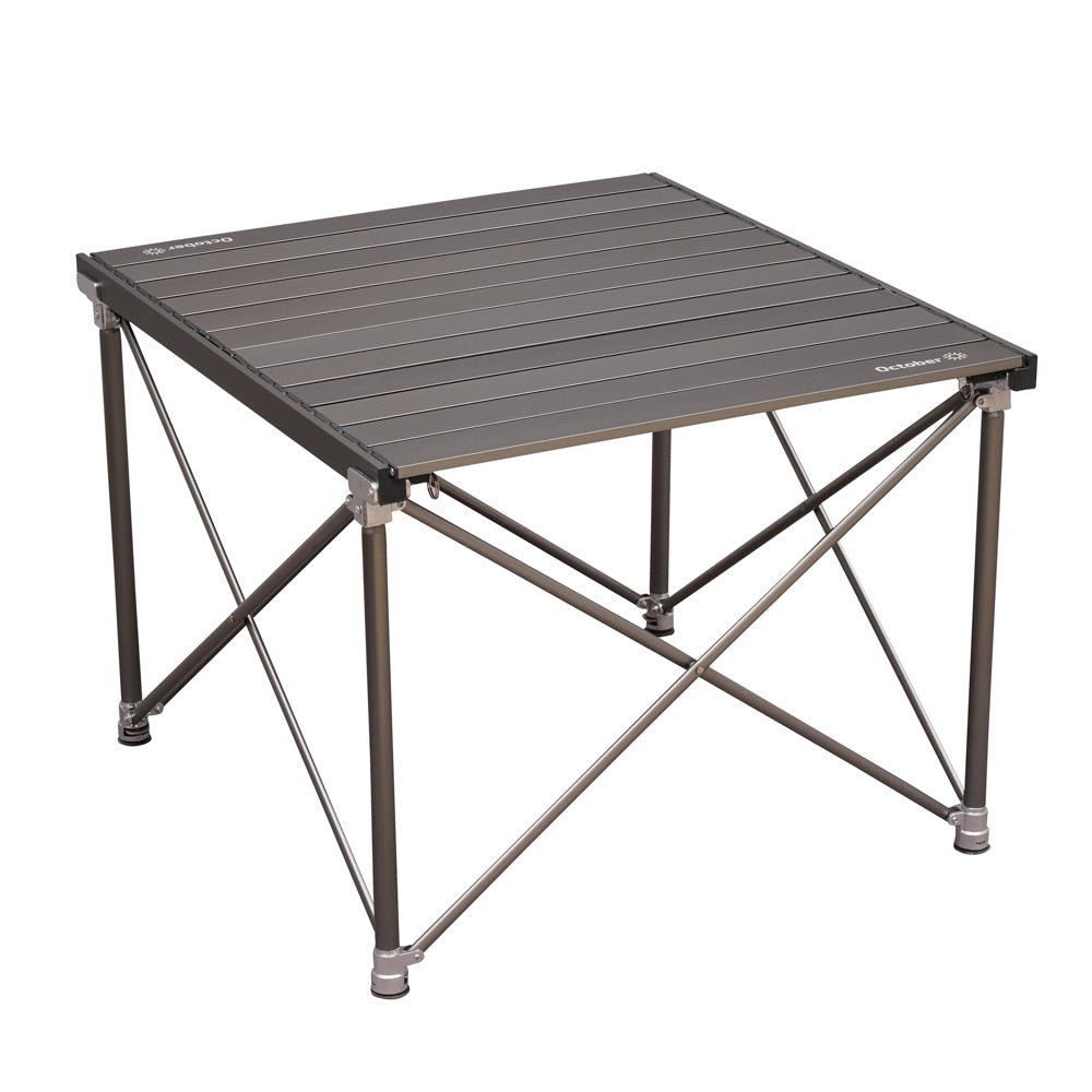 Camping table Foldable aluminum 72x65x51 cm Dimehouse Black LxWxH 81x18x18 Aluminum White photo diagonal front view