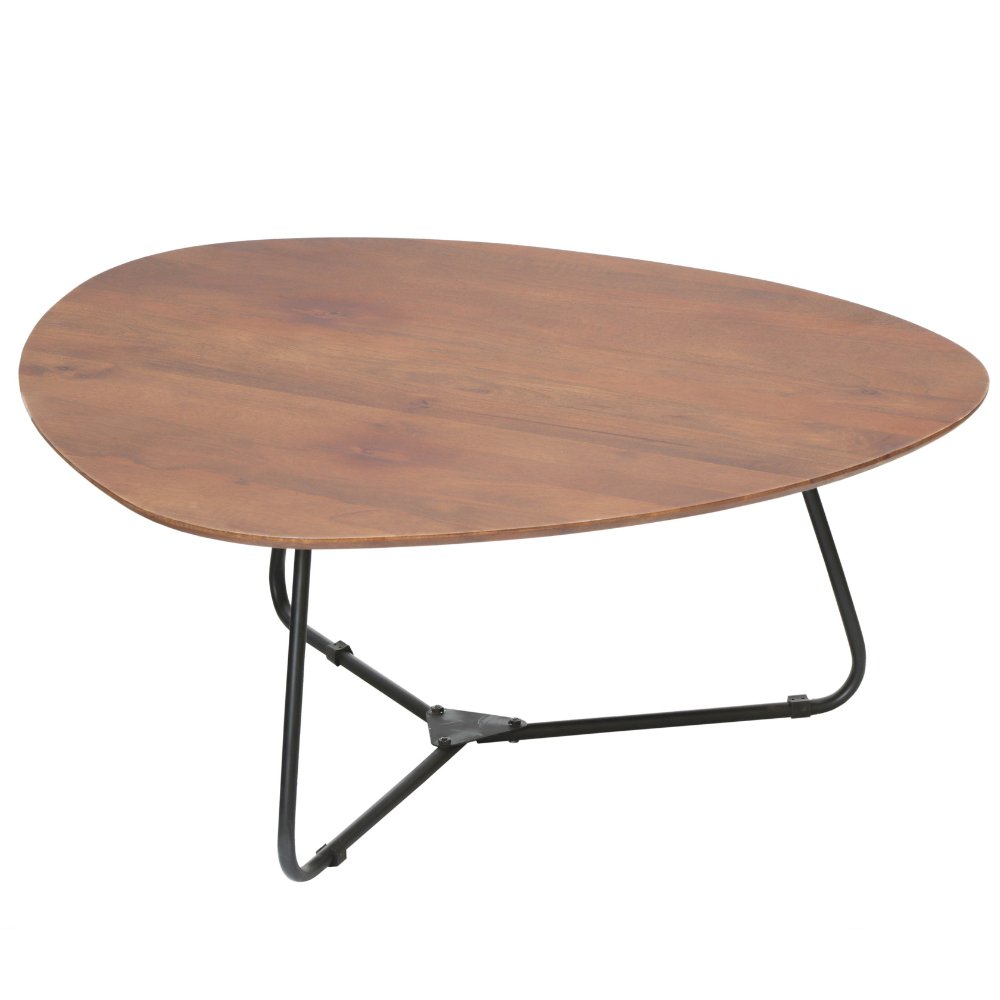 Coffee table Zoë Walnut Dimehouse Brown LxWxH 91x82x23 Mango wood White photo diagonal front view