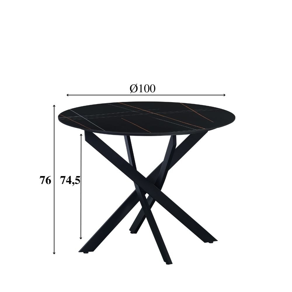 Dining table Vivian Black Dimehouse Black LxWxH 111x111x11 Sintered stone White photo size indication
