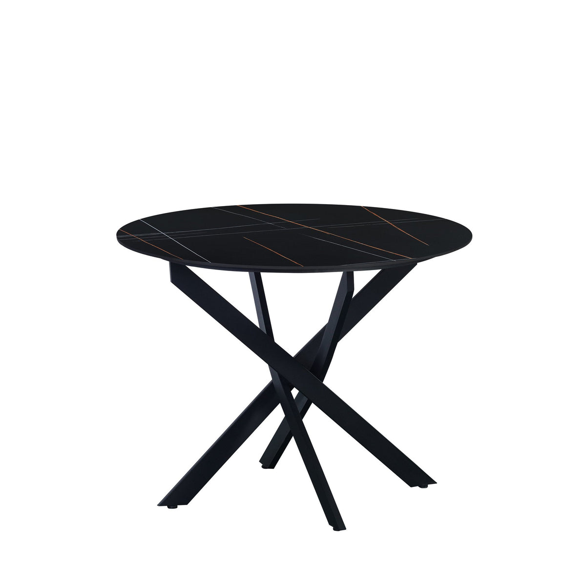 Dining table Vivian Black Dimehouse Black LxWxH 111x111x11 Sintered stone White photo diagonal front view