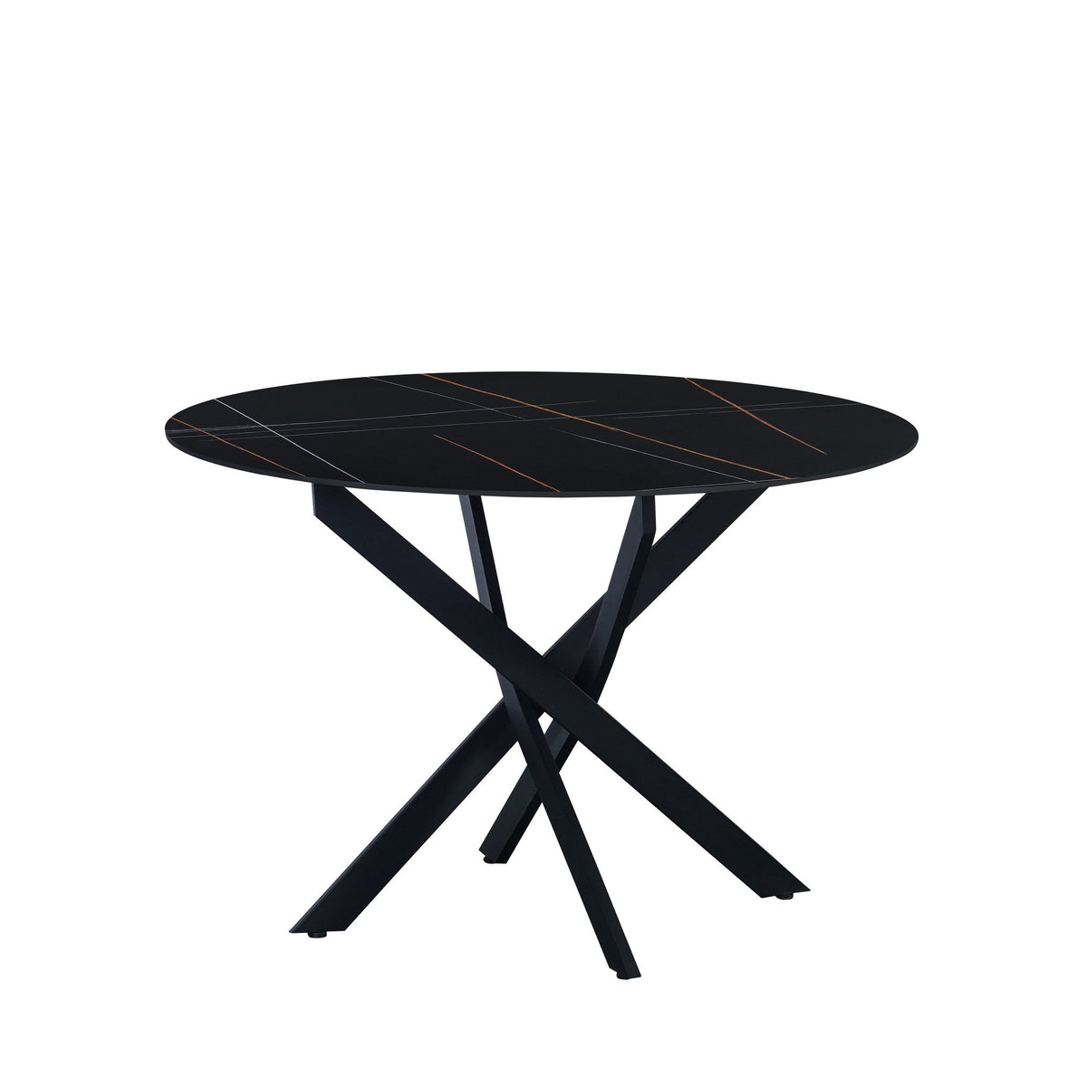 Dining table Vivian Black Dimehouse Black LxWxH 121x121x11 Sintered stone White photo diagonal front view