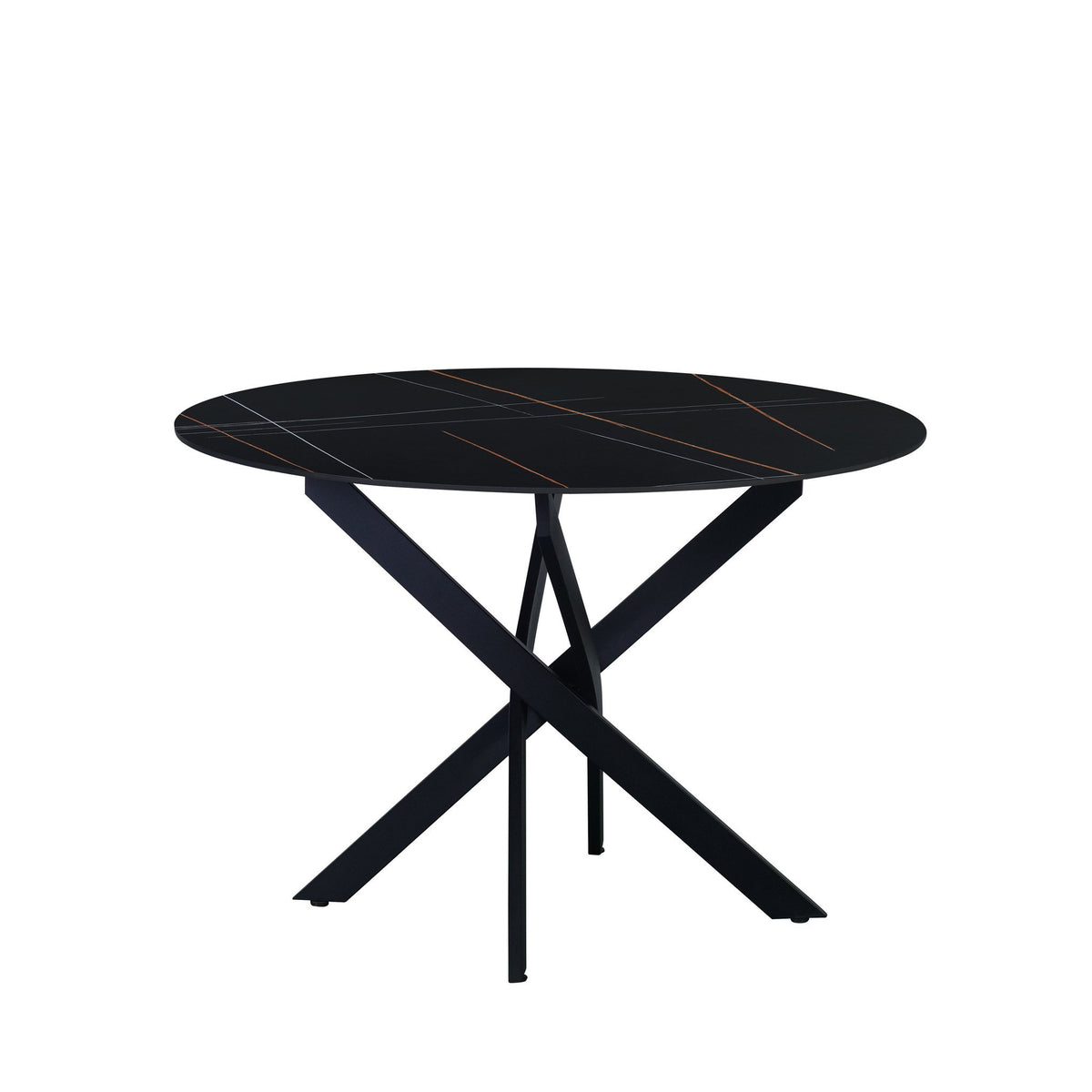 Dining table Vivian Black Dimehouse Black LxWxH 121x121x11 Sintered stone White photo diagonal front view
