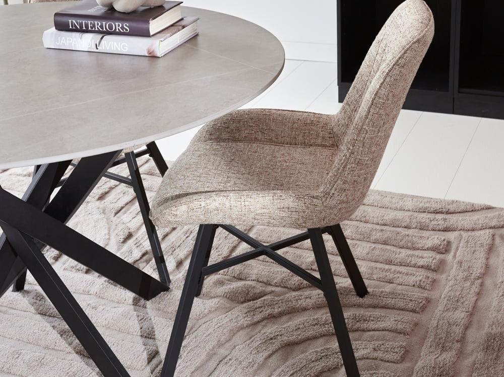 Vivian Gray dining table Dimehouse Gray LxWxH 141x141x11 Sintered stone Atmospheric photo in situation