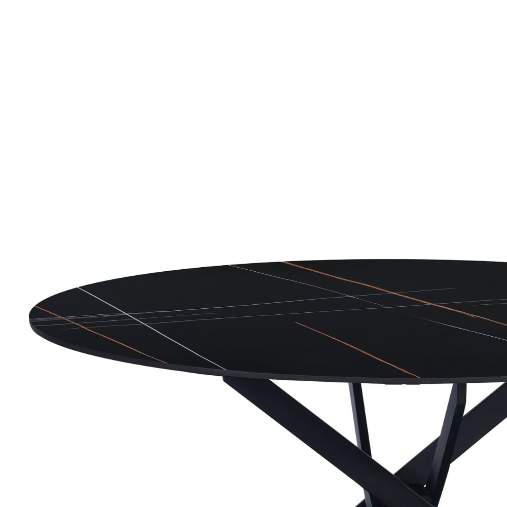 Dining table Vivian Black Dimehouse Black LxWxH 141x141x11 Sintered stone White photo detail