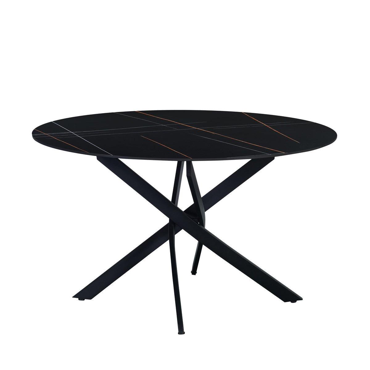 Dining table Vivian Black Dimehouse Black LxWxH 141x141x11 Sintered stone White photo diagonal front view