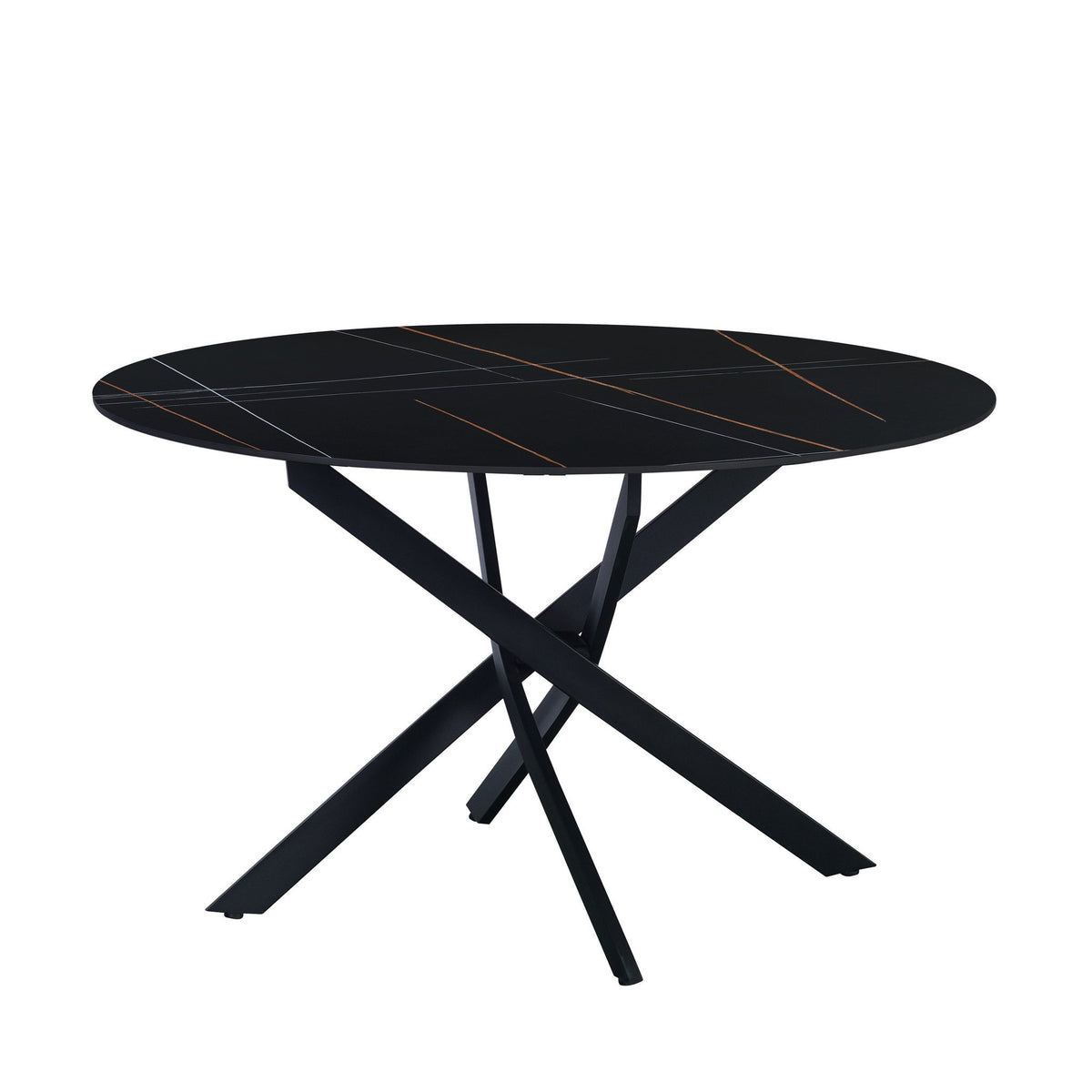 Dining table Vivian Black Dimehouse Black LxWxH 141x141x11 Sintered stone White photo front view