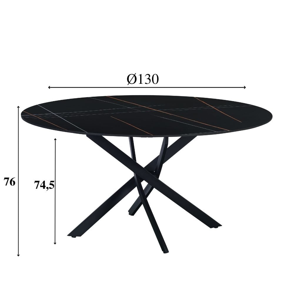 Dining table Vivian Black Dimehouse Black LxWxH 120x16x7 Sintered stone White photo size indication