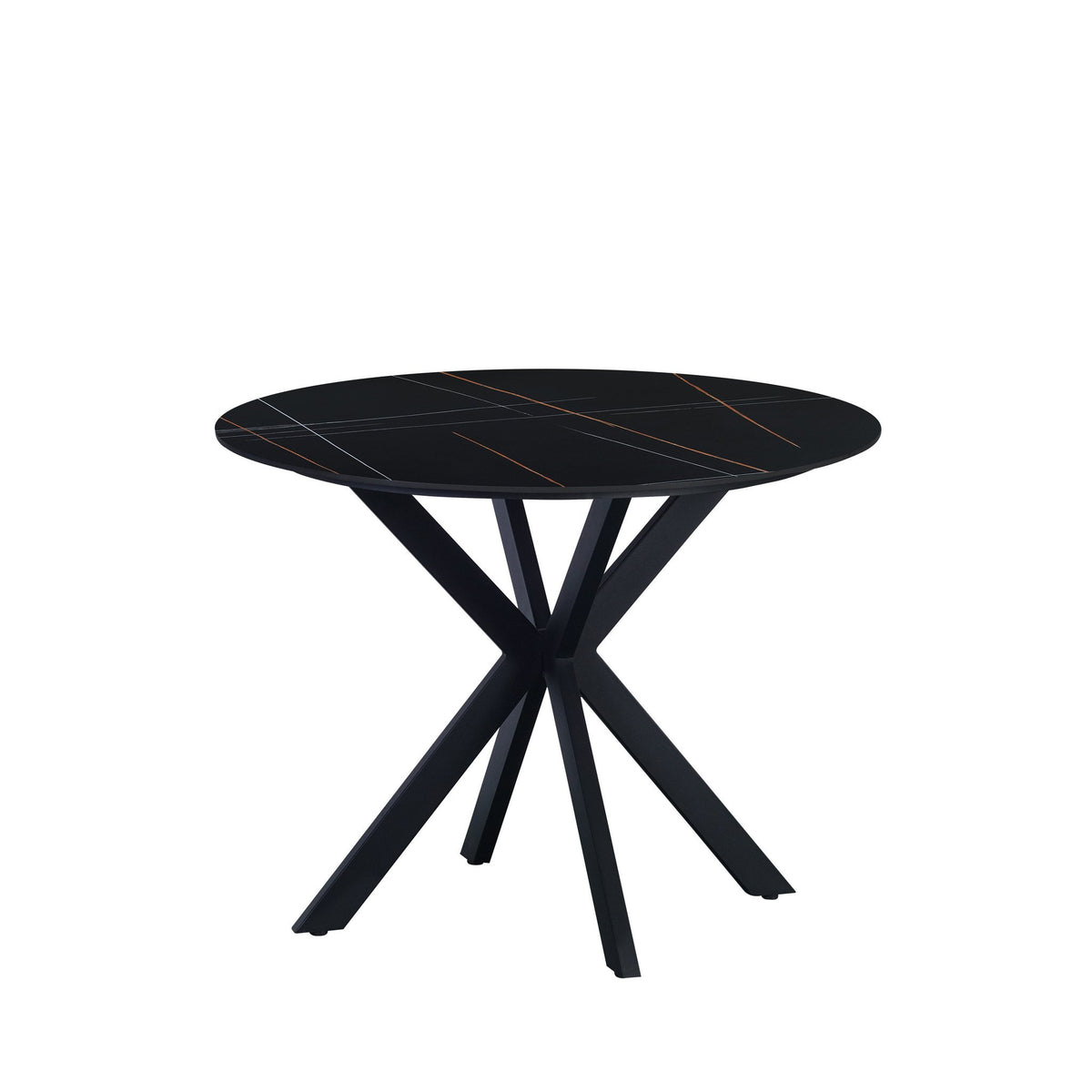 Dining table Yuna Black Dimehouse Black LxWxH 111x111x11 Sintered stone White photo diagonal front view