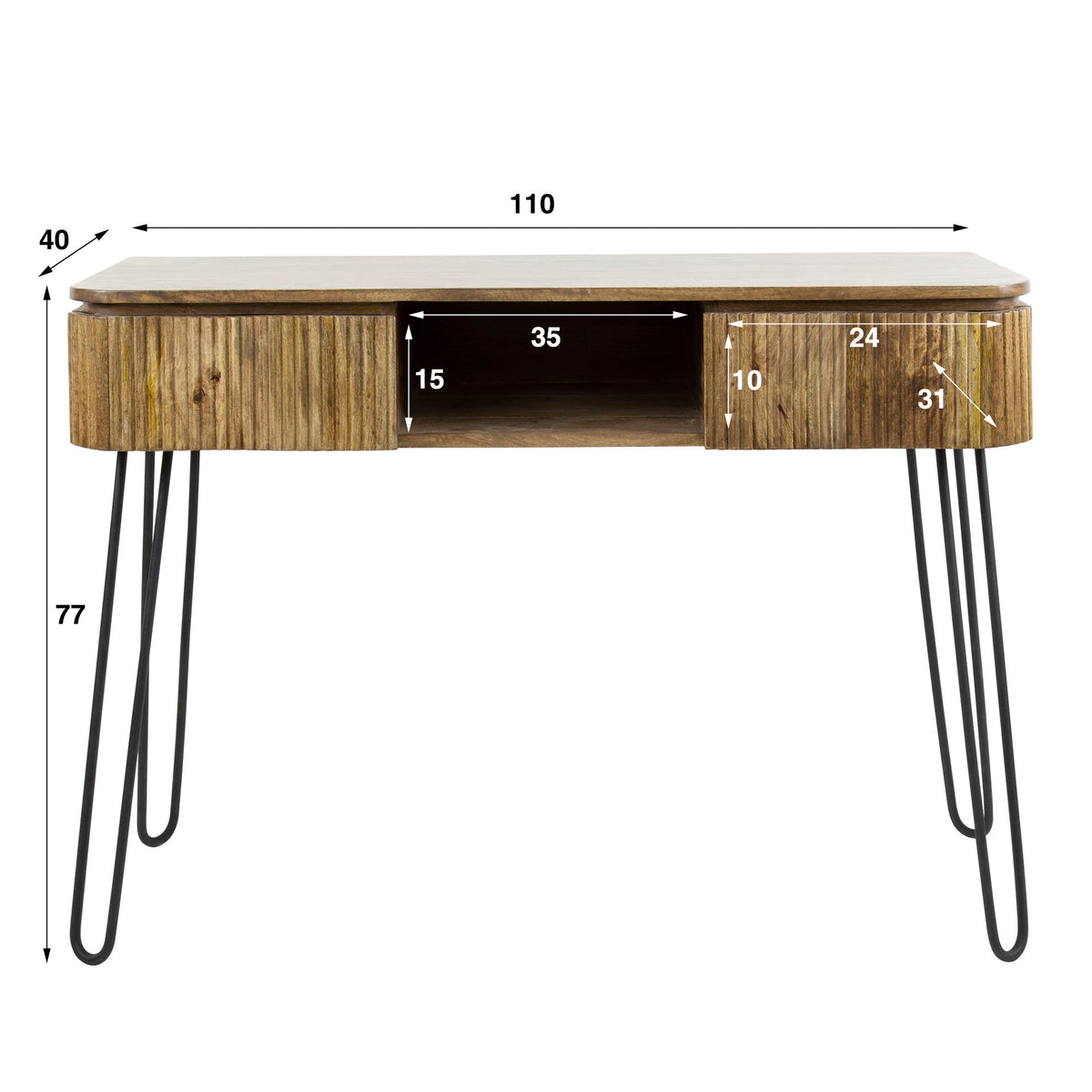Dressing table Maria DH Interior Mango LxWxH 116x47x29 Mango wood White photo size indication