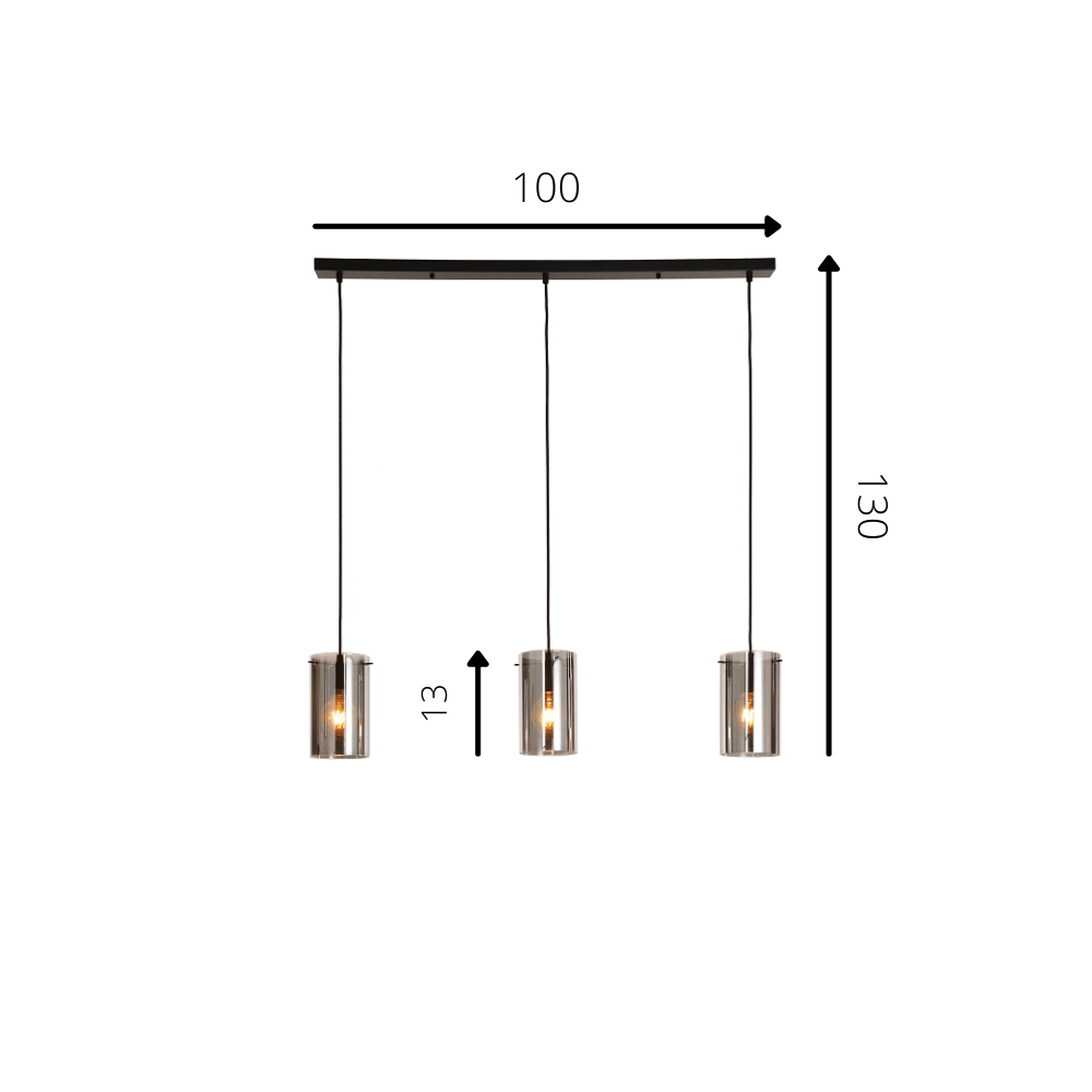 Hanging lamp Hugo Dimehouse Anthracite LxWxH 102x26x19 Glass White photo size indication