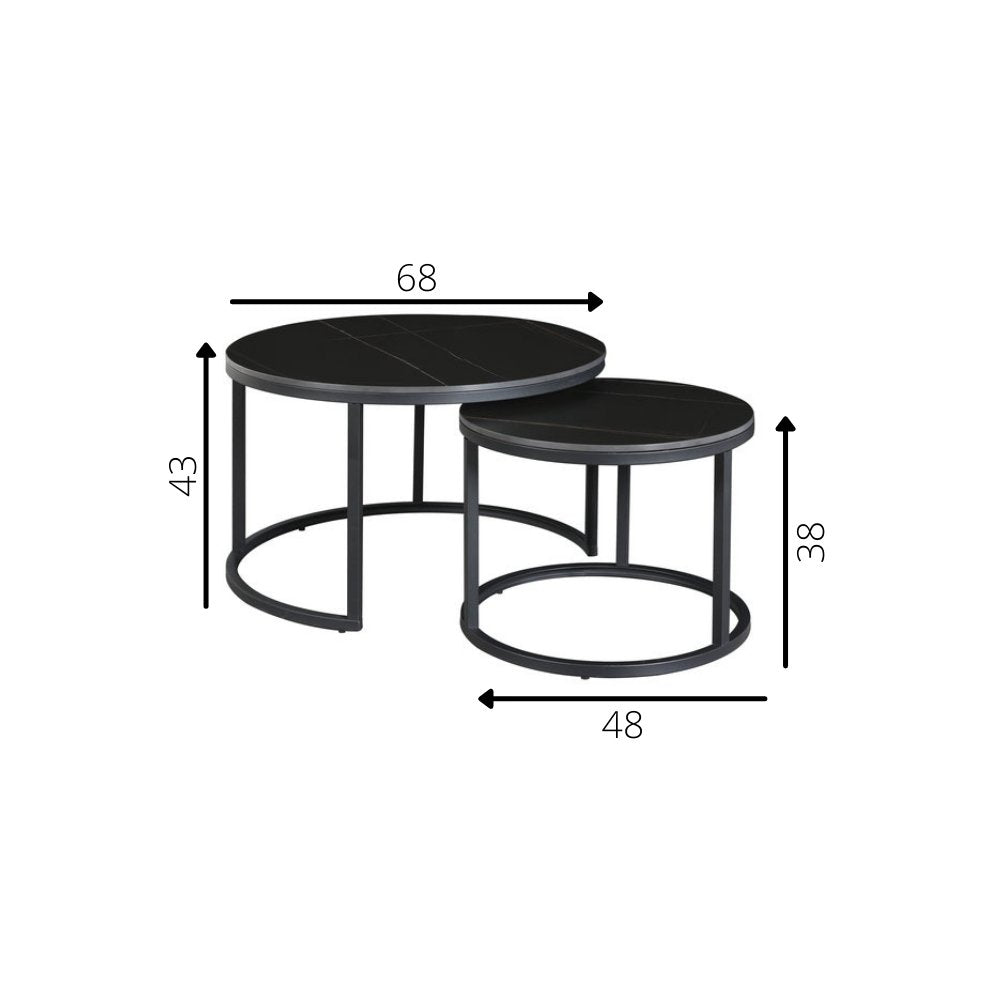 Coffee table Trevor Black Dimehouse Black LxWxH 80x80x13 Sintered stone White photo size indication