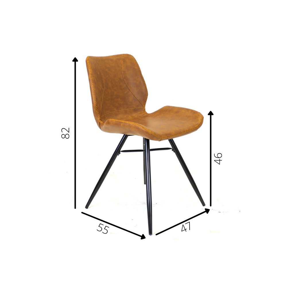 Dining room chair Beau artificial leather Dimehouse Cognac LxWxH 72x68x50 Faux leather White photo size indication