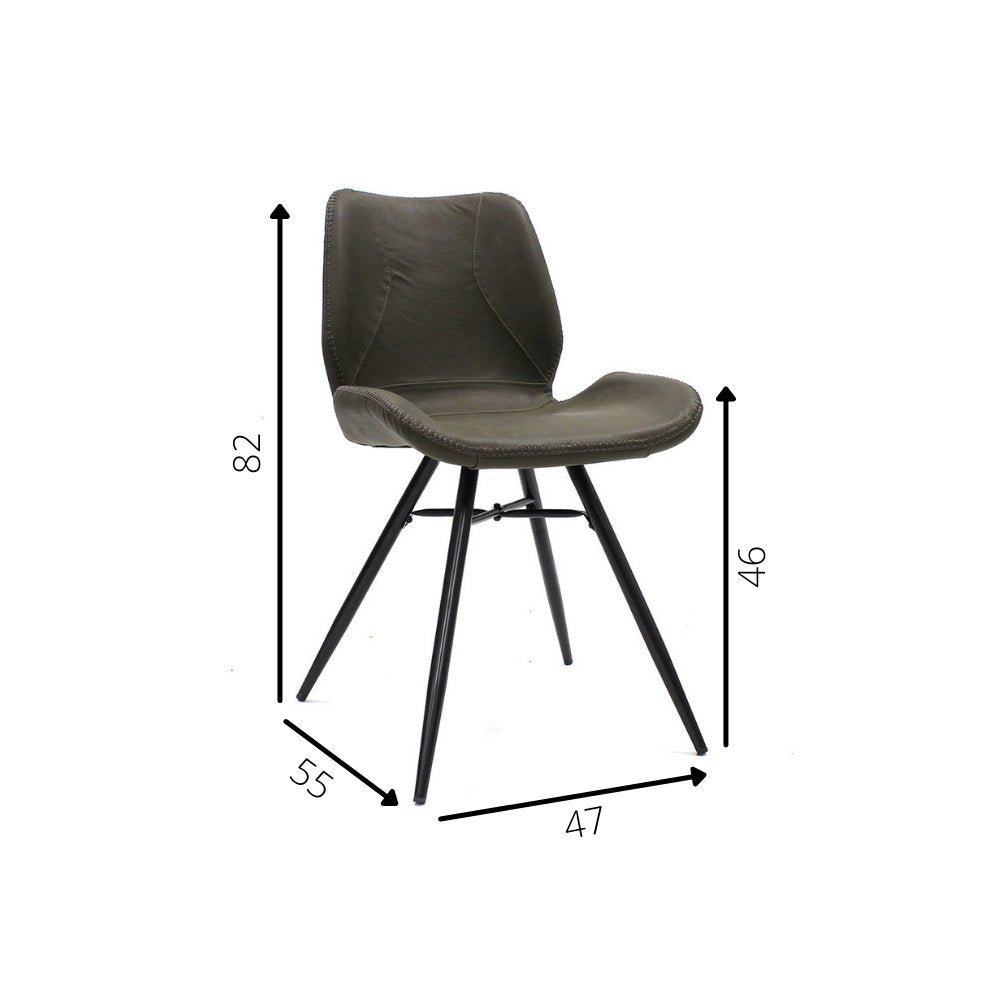 Dining room chair Beau artificial leather Dimehouse Green LxWxH 72x68x50 Faux leather White photo size indication