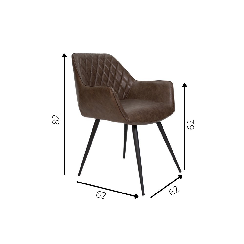 Dining room chair Cara Dimehouse Taupe LxWxH 78x65x57 Faux leather White photo size indication
